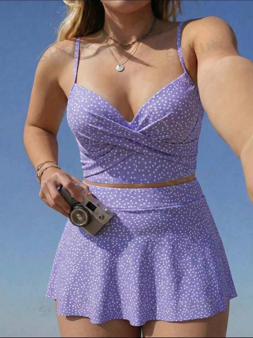 Purple Polka Dot Two-Piece Swim Set